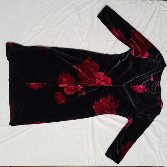 Robbie Bee Vintage Velvet Floral 90s Bodycon Dress - Picture 3 of 5